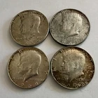 Lot of 4 1968 Kennedy Silver Half Dollars 50C Circulated Business Strike