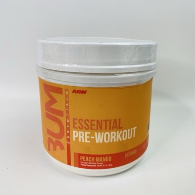 RAW Nutrition BUM Essential Pre-Workout Powder Peach Mango 30 Servings NEW!