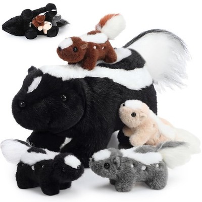 Hollowfly 5 Pcs Skunk Stuffed Animal Set Mommy Striper Skunk with 4 Baby Plus...