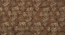 Brown Green Palms Leaves Batik Fabric 0.9 yds Quilts Sewing Crafts Quilting