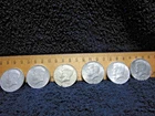 1964 Kennedy Half Dollars (6) 90% Silver, Ungraded, Circulated, Uncertified