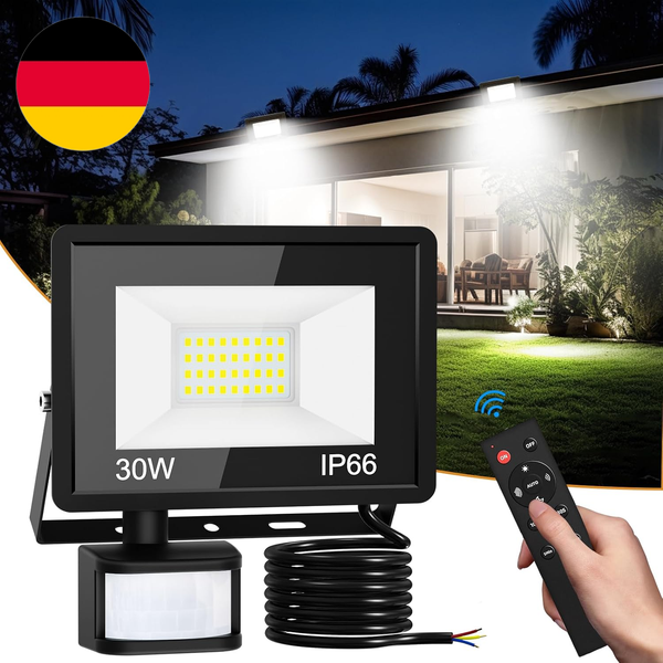 vighep Led Strahler Mit Bewegungsmelder AußEn, 30W Superhell LED Fluter Mit Fern-image