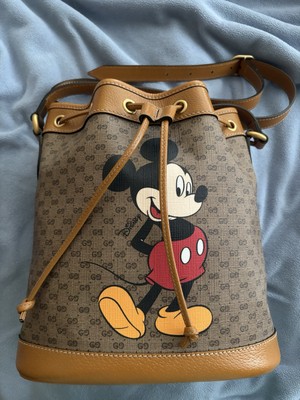 NEW GUCCI x Disney GG Supreme Canvas Mickey Mouse Leather Drawstring Bucket Bag