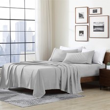 Twin XL Essentials Ultra Soft Brushed Microfiber Bedding Sheet Set Light Gray