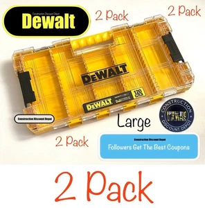 2 PACK DeWalt Large Tough Case Bit Holder Organizer STACKABLE INTERLOCKING  120