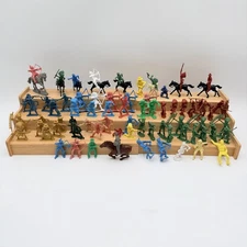 LOT Vtg WESTERN Plastic Figures Toys Cowboys Indians Horses Marx 80 PCs Tim-Mee