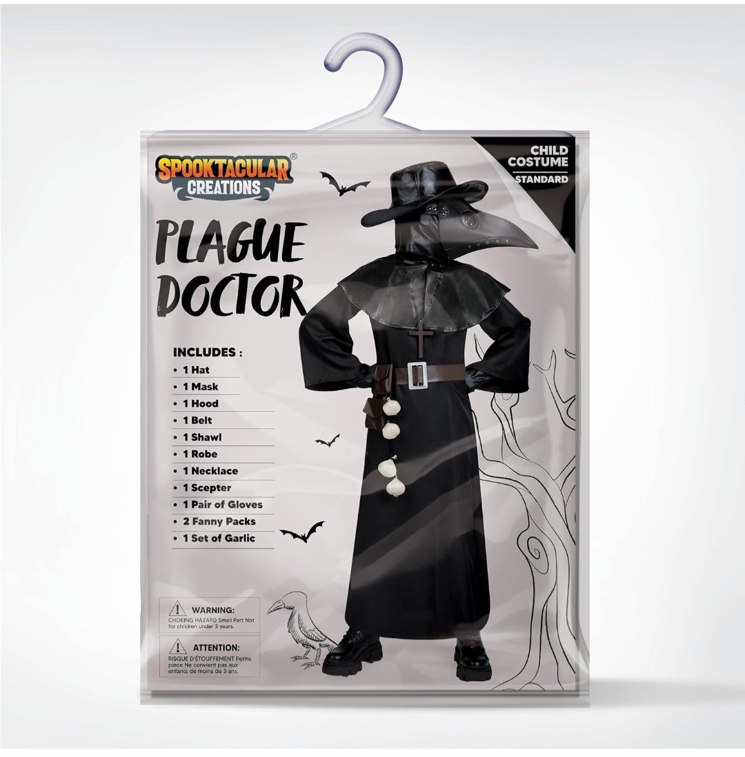 Spooktacular Creations Black Plague Doctor Costumes Set, 10 in 1