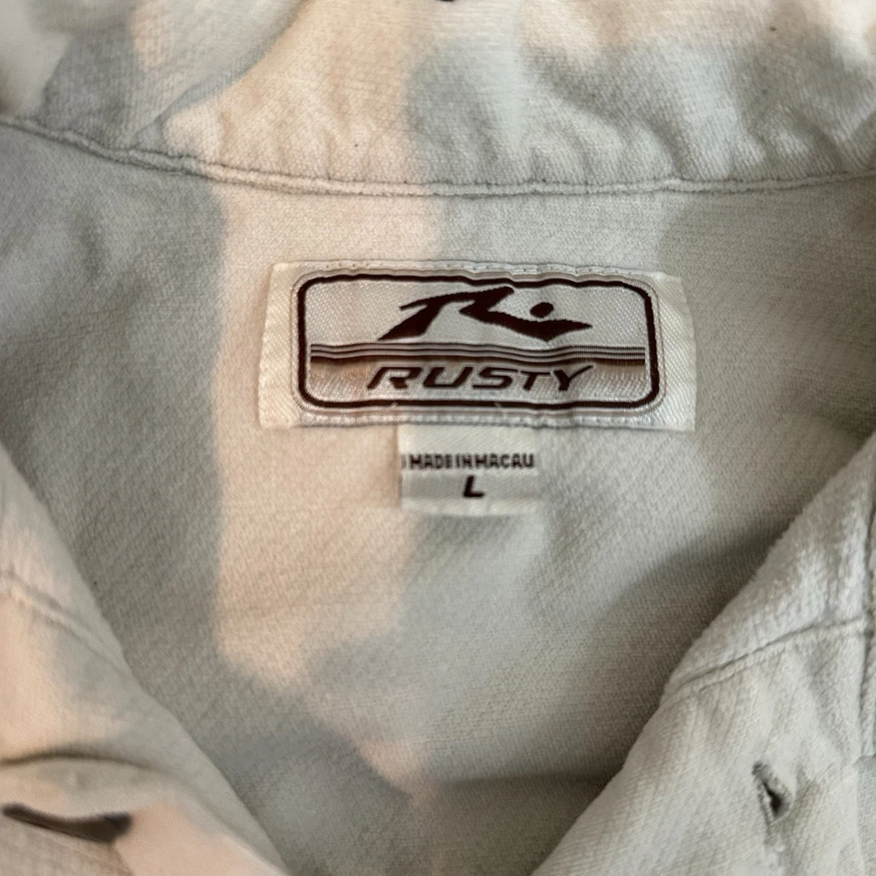 Rusty Flannel Men's Long Sleeve Button-Up Shirt White, Y2K 90s Vintage - Image 3 of 3