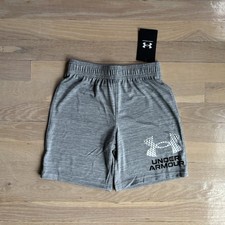 Boys Grey Under Armour Logo Shorts Size 5 NWT