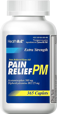 Healtha2Z  Extra Strength Pain Relief PM| Acetaminophen 500Mg | Diphenhydramine