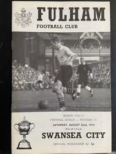 FULHAM v SWANSEA CITY, 22/08/1970, DIVISION 3, GOOD CONDITION