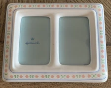 Hallmark White Ceramic Double Picture Frame Tulips Pink 5”x4” Cottagecore