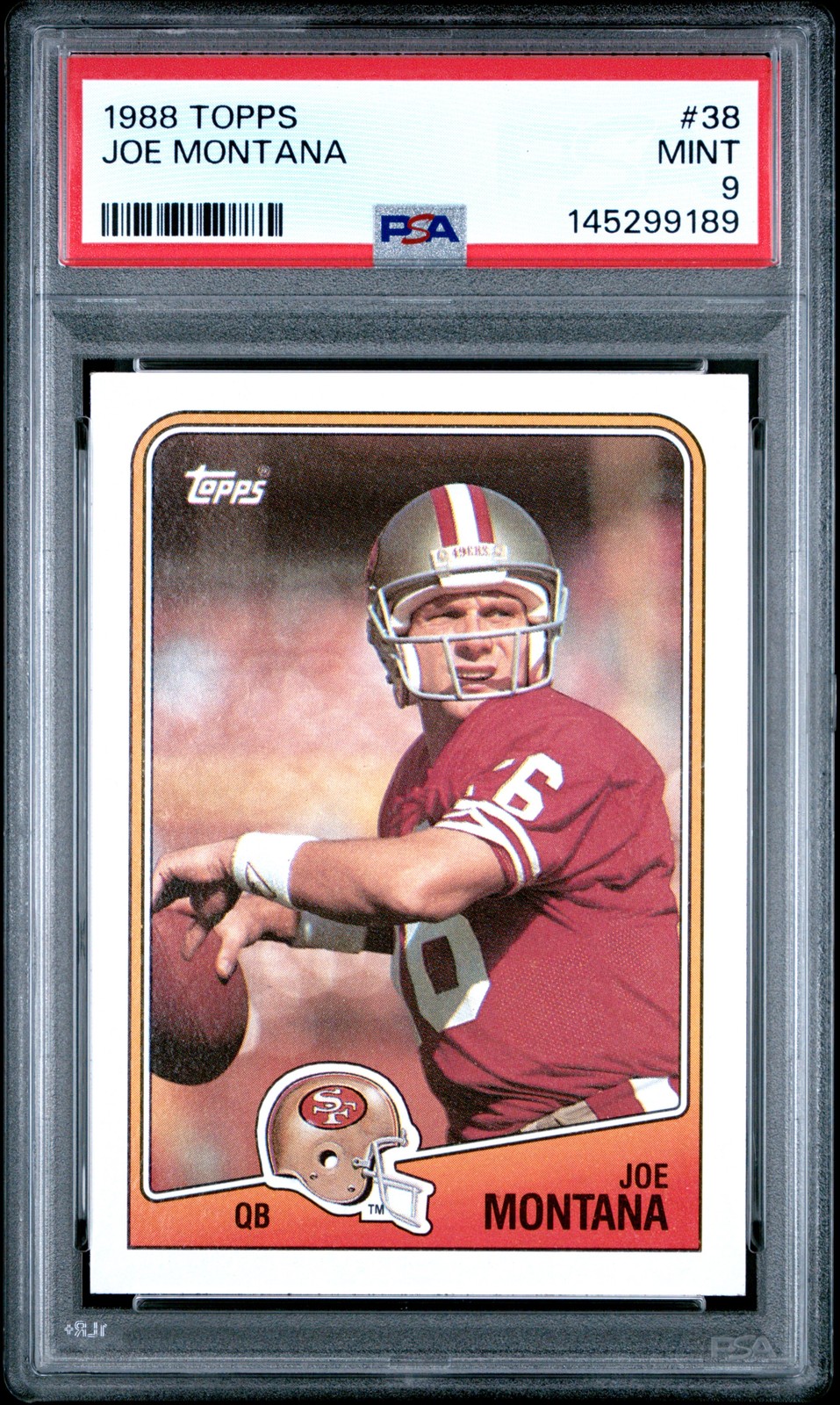 1988 Topps Joe Montana #38 PSA MINT 9 49'ERS view 1