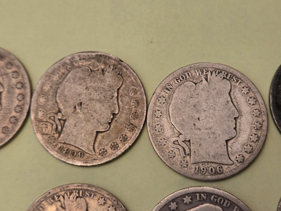 10 Barber half dollars 1893-o,94-o,99-s,1906-d,06-o,07,07-d,08-d,08-s,11-s - Image 3 of 4