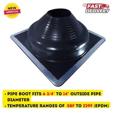 Square Base Pipe Flashing Roof Jack Pipe Boot for OD Pipe Sizes 6-3/4" - 14"
