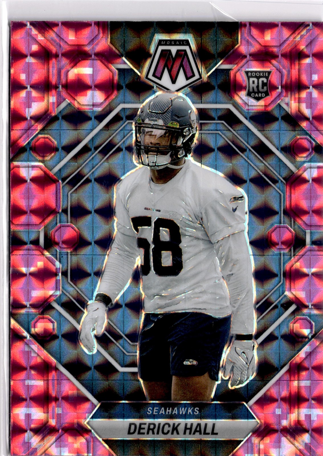 2023 Panini Mosaic #310 Derick Hall Camo Pink Mosaic Rookie (G)
