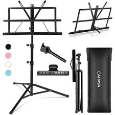 Professional Portable Music Stand - 2-in-1 Desk Holder with Carrying Bag  Clip