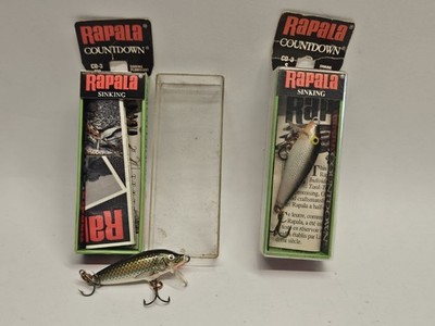 VINTAGE NOS RAPALA Countdown CD-3-S Silver & Cd-3 FH Fathead- 1-1/2'', 2 Pack