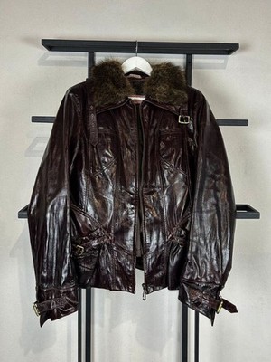 VTG STREETWEAR AVANT GARDE JAPANESE TYLER DURDEN STYLE LEATHER FUR JACKET 90S