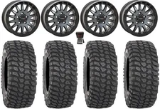 System 3 SB-8 Bdlk 15"Wheels Gy +38mm 35"XCR350 Tires Polaris RZR Turbo R&Pro R