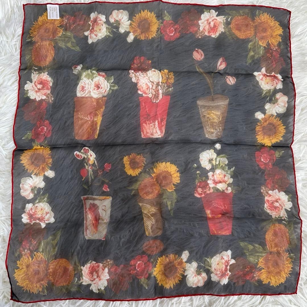 GUCCI Floral Silk Petite Scarf in Navy and Multicolor　41cm＊41cm thumbnail 10