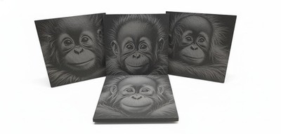 Baby Orang-Utan Schiefer Untersetzer Geschenkset - Geschirr Homedecor Küche Getränkematten