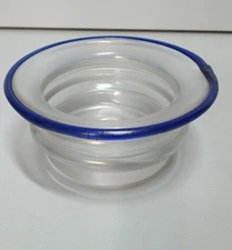 Erwin Eisch Iridescent Glass Colbat Blue Rim Bowl Vase Signed 4" x 2"