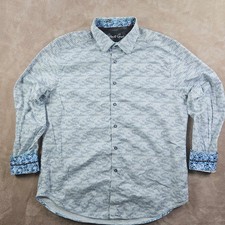 Robert Graham Button Up Shirt Mens XL Classic Fit Blue Geometric Long Sleeve
