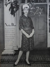 1959 Women's Nelly Don pleated print suitdress dress Vintage Fashion ad