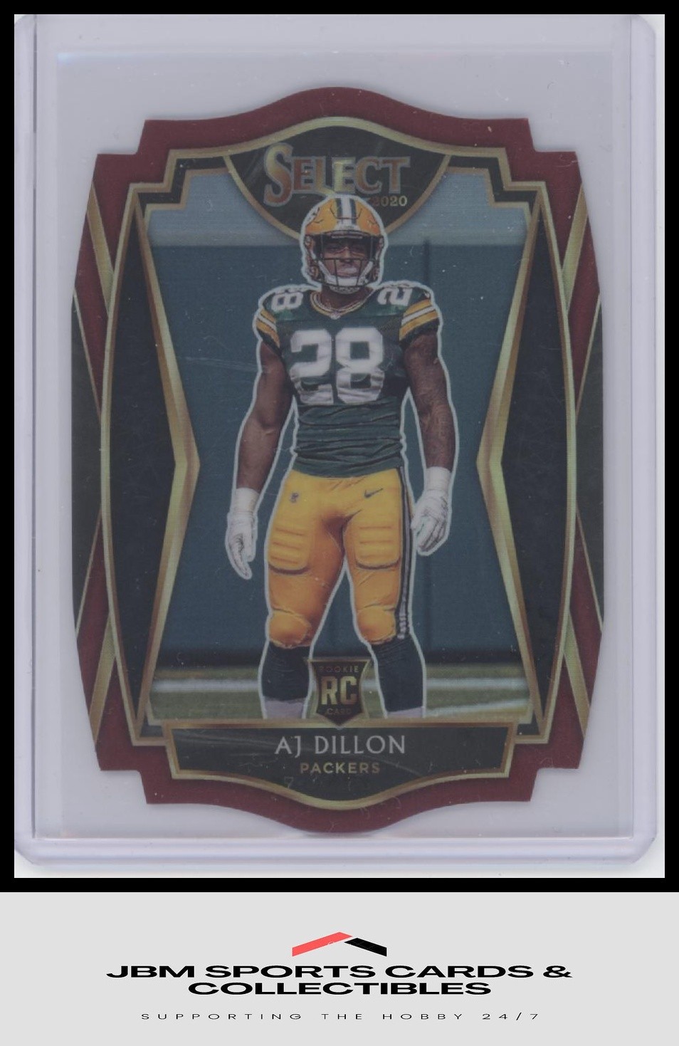 2020 Panini Select #165 AJ Dillon Maroon Prizm Die Cut RC