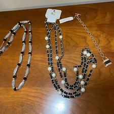 Charming Charlie Bundle 2 Necklaces 1 Bracelet Black Gold NWT