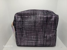 MAC PURPLE ZIPPERED GLITTER MAKEUP BAG CASE 6" X 4.5"