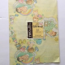 Vintage Gift Wrap Paper 1 Sheet Baby Theme 