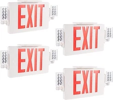 4 Pack LED Exit Sign Emergency Combo Light with Adjustable Two Head Battery UL