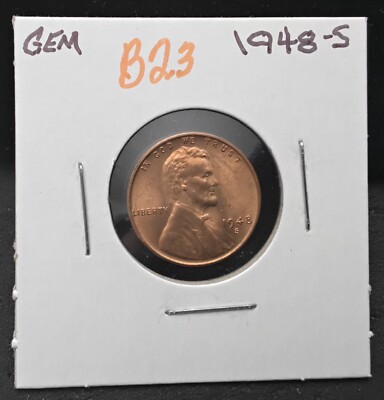 1948-S LINCOLN WHEAT CENT - GEM - B23