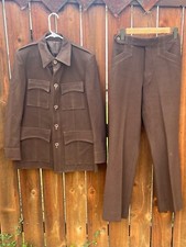 VTG 1970s Chocolate Brown Lucasini Western Suit 40R 30W