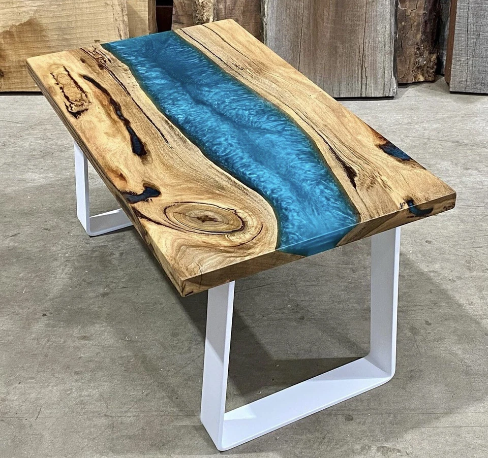 Built To Order Handcrafted Live Edge Coffee | Dining | Resin River Table - Image 3 of 4