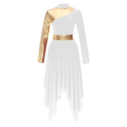 Damen Gymnastik Praise Ballettanzug Performance Kleid Metallisch Modern Church - Bild 35 von 98