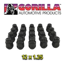 20pc Gorilla Black Wheel Lug Nuts 12mm x 1.25 Bulge Acorn Seat 12x1.25 91128BC