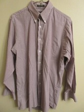 Arrow Fairfield Pinpoint Dress Shirt Mens M 15.5 32/33 Wrinkle Free Maroon