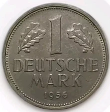 1956-F Germany 1 Mark- About Uncirculated Nice Luster Grey Planchet KM-110