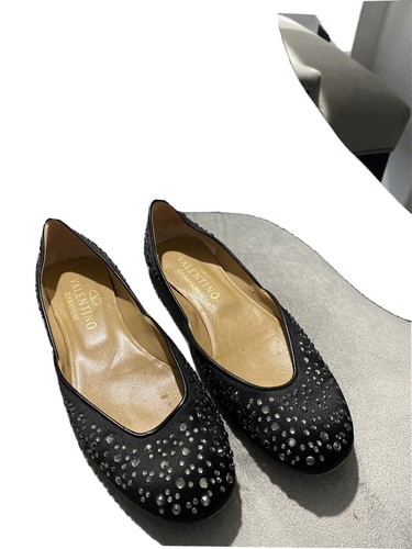 valentino black studded flats