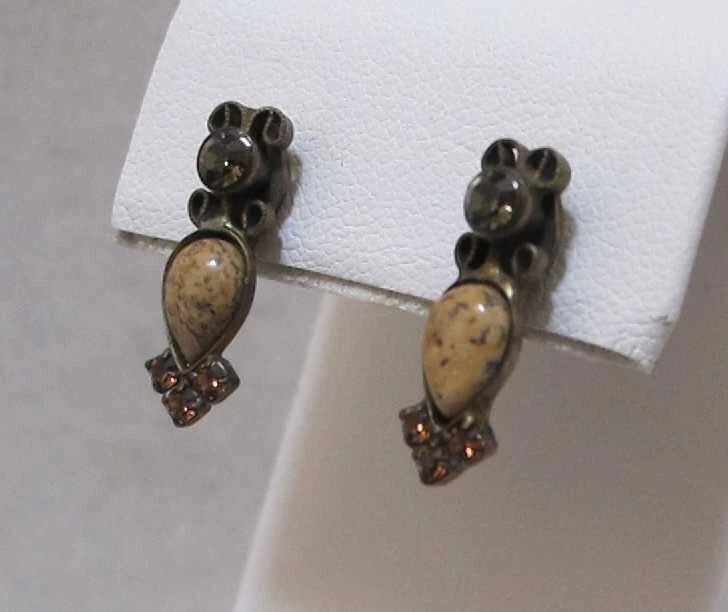 Pendientes colgantes lineales SORRELLI marrón ámbar cristales ágata tono bronce NUEVOS SIN CAJA Foto 4 de 4