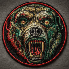 Grizzly Bear Patch Embroidered Iron-on Premium Applique Halloween, Zombie Animal