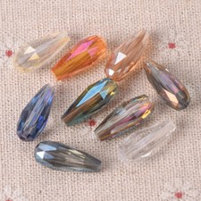 10pcs 18x8mm Long Teardrop Faceted Crystal Glass Loose Beads For Jewelry Making