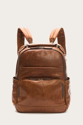 FRYE Mens Logan Antique Leather Pull Up Backpack, DarkBrown
