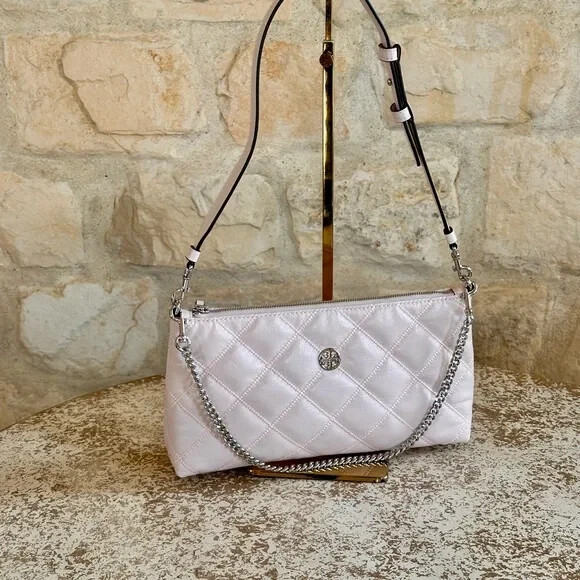 Tory Burch Willa Zip Shoulder Quilted Handbag Leather