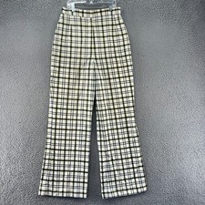 Vintage 70s 80s Pants Womens 26X31 Plaid Wide Leg Disco Casual Hippie Trousers