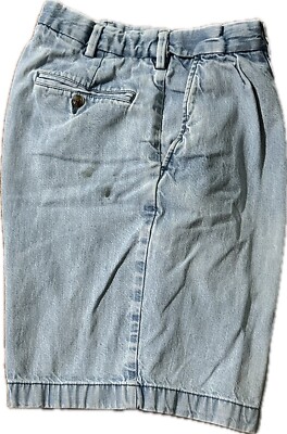 ROUNDTREE YORKE PLEATED BLUE DENIM SHORTS 10” INSEAM CASUAL GOLF