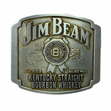Jim Beam Bourbon Pewter Gray Metal Square Belt Buckle 3" X 2.75" - NEW